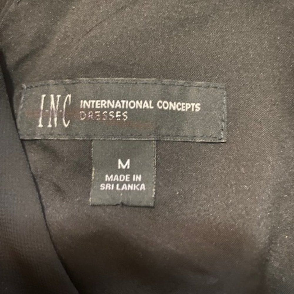 INC International Concepts Black V-Neck front back, sheer sleeves, size M - Picture 5 of 5